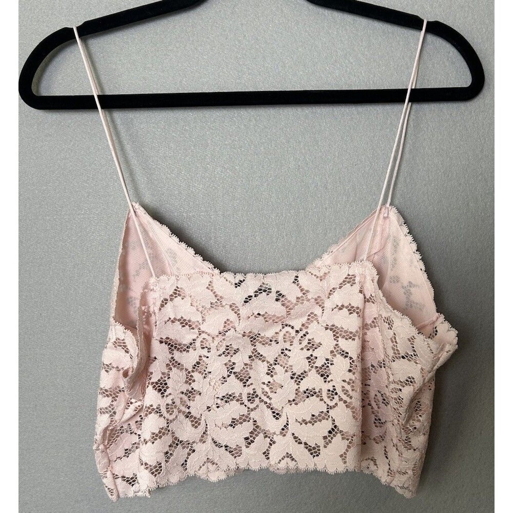 Intimately Free People‎ Pink Lace Cami Cropped Bralette Coquette Sz L - Picture 7 of 8